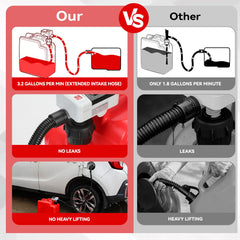EVERRUSH pump transferring fuel into truck bed for hands-free, no-lift convenience