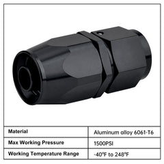 EVIL ENERGY fitting installed on braided fuel hose demonstrating leak-resistant seal