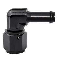 EVIL ENERGY front view of 6AN female to 5/16" barb showing compact 90° swivel and routing benefit