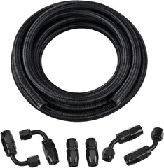 EVIL ENERGY front view of AN10 10ft braided fuel hose showing full coil and label, durable