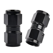 EVIL ENERGY front view of AN6 female-to-female black coupler showing finish and shape, durable connection