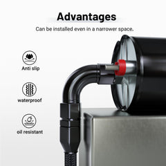 EVIL ENERGY size comparison beside coin showing compact, lightweight benefit
