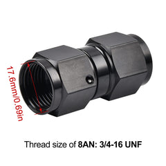 EVIL ENERGY coupler installed on hose demonstrating swivel action for simpler routing