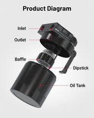 EVIL ENERGY close-up of removable baffle showing separation surface to trap oil