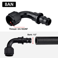 EVIL ENERGY close-up of 1/2" barb showing ridges for secure hose grip and leak prevention