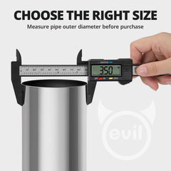 EVIL ENERGY clamp installed on exhaust pipe demonstrating no-weld quick repair benefit