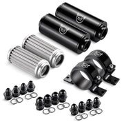 EVIL ENERGY dual fuel filter front view showing housings and fittings benefits reliable protection