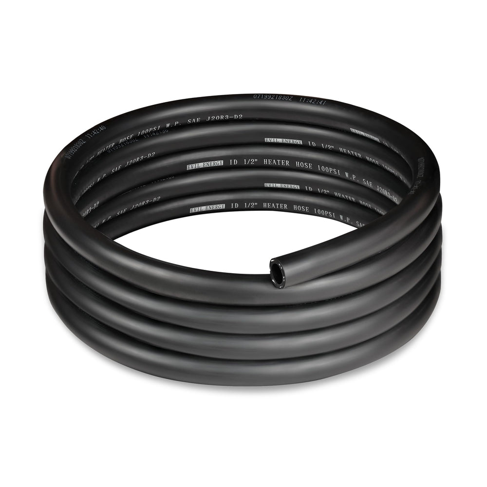 EVIL ENERGY front view of 10ft heater hose shows full length and fitment benefit