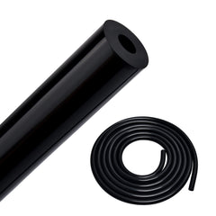 EVIL ENERGY front view of 10ft black silicone tubing showing length and label benefit durability