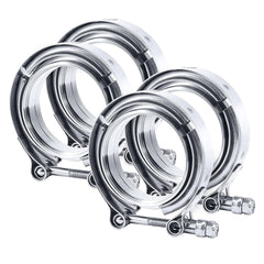 EVIL ENERGY front view of 2.5" V-band clamp kit showing hardware and four-piece layout, durable fit
