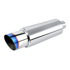 EVIL ENERGY polished muffler front profile showing clean finish and shape, visual upgrade
