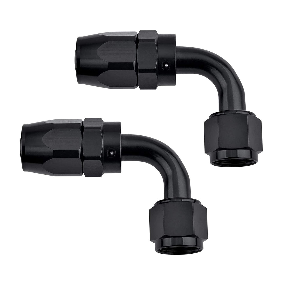 EVIL ENERGY front view of 6AN 90° fitting shows compact durable adapter