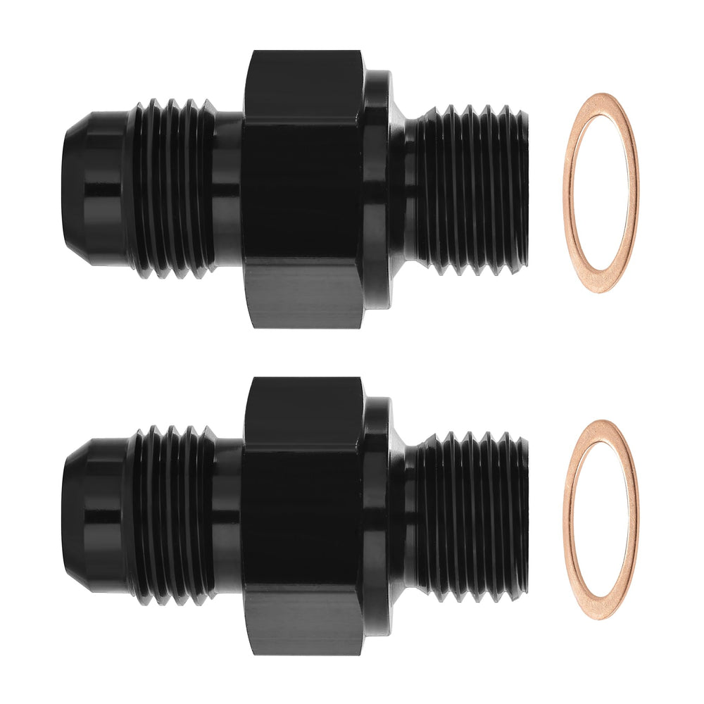 EVIL ENERGY front view of two AN6 to 1/4 NPSM adapters showing finish and shape for reliable connections