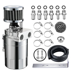 EVIL ENERGY front view catch can showing compact aluminum body and mounting point, protects intake