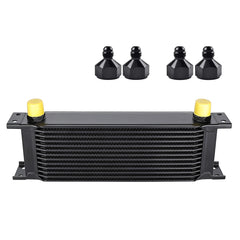 EVIL ENERGY front view of oil cooler showing core and mounting points for effective cooling