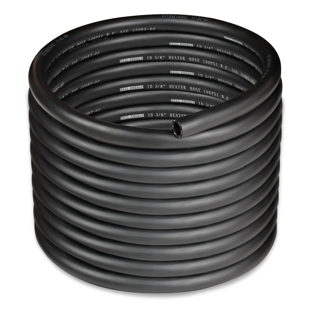 EVIL ENERGY front view of 25ft hose showing coiled length and packaging benefit