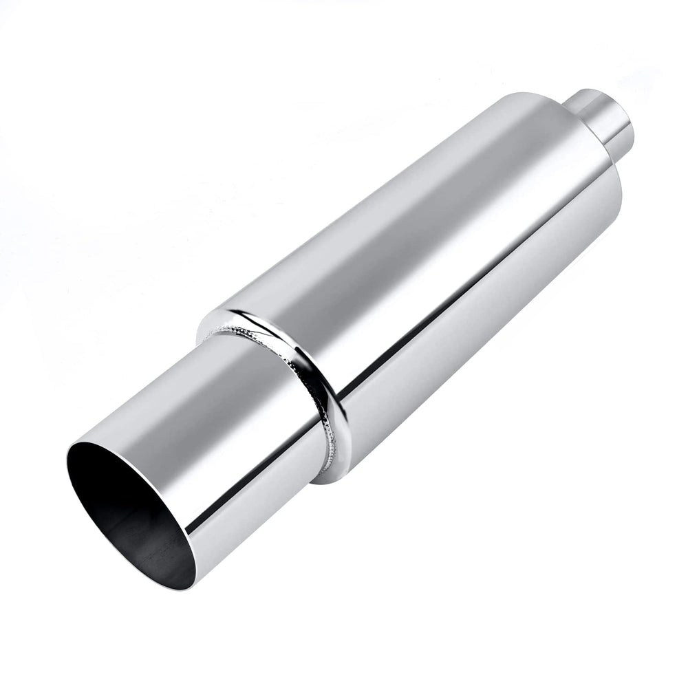 EVIL ENERGY front view polished muffler showing sleek finish and durable construction benefit