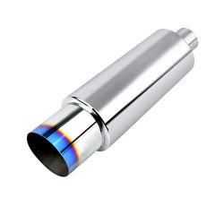 EVIL ENERGY polished muffler front view showing deep tone benefit