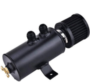 EVIL ENERGY front view of catch can showing compact design and benefit of intake protection