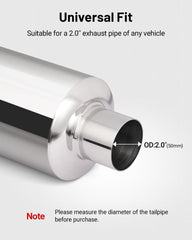EVIL ENERGY inlet and outlet view showing 2" inlet 3" outlet dimensions for fitment