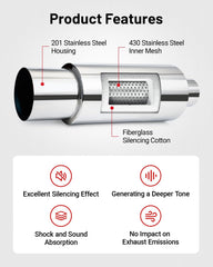 EVIL ENERGY 4-inch outlet polished tip emphasizing deep tone and corrosion resistance benefit