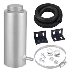 EVIL ENERGY front view of silver overflow tank showing compact design and durable build