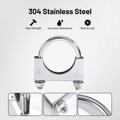 EVIL ENERGY threaded u-bolt detail highlighting 304 stainless strength benefit
