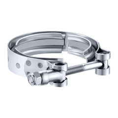 EVIL ENERGY front view of 2.5-inch V-band clamp showing full profile and fit benefit