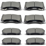 evkingauto front and rear brake pads packaging showing full 8-piece kit and compatibility