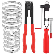Exclaith front view kit with pliers and 10 clamps showing complete contents and quick setup benefit