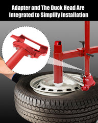 EXODIOS kit in use on motorcycle wheel demonstrating faster tire changes