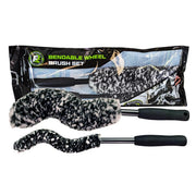 ExoForma front view showing two-piece bendable brush set and packaging, easy storage benefit