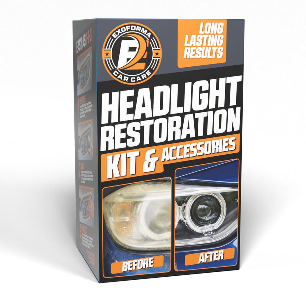 ExoForma front packaging showing kit and benefits for clearer headlights
