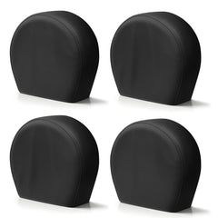 Explore Land front view of four black tire covers showing fit and finish benefit