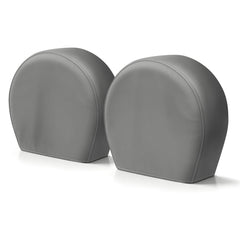 Explore Land front view of charcoal tire cover showing full coverage and neat fit