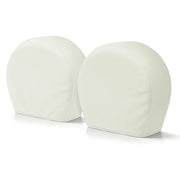 Explore Land front view off white tire cover showing neat fit and protection
