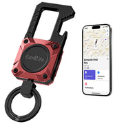 ExtreLife keychain front view showing red metal body and attachment points for easy locating