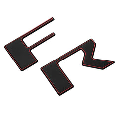 EyeCatcher close-up of dual-tone bevel highlighting satin black and red contrast
