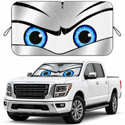 eygeufg front view installed shows sporty silver eyes and sun protection
