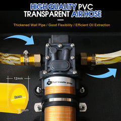 FACFUEL pump connected to a vehicle cigarette lighter illustrating quick hands-free fueling benefit