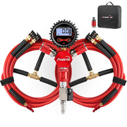 Fandevok manifold front view showing robust metal body and controls for durability
