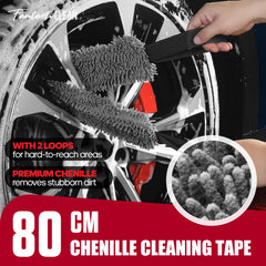 Fantasticlean curved detailing brush angled into lug nut hole for precise cleaning