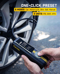 Fanttik X8 LED light illuminating a tire for safer night repairs