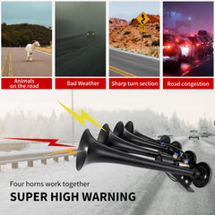 FARBIN horn mounted on truck bumper demonstrating clear audible warning coverage
