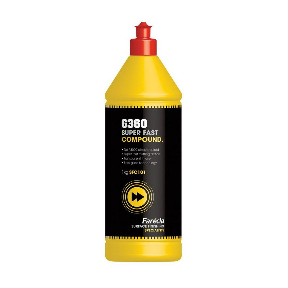 Farécla G360 front bottle showing label and fast defect removal benefit