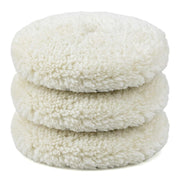 Fasmov front view 7-inch wool pad showing dense fibers for faster cutting