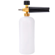 Fasmov foam cannon front view showing compact foam lance and bottle, improves wash coverage