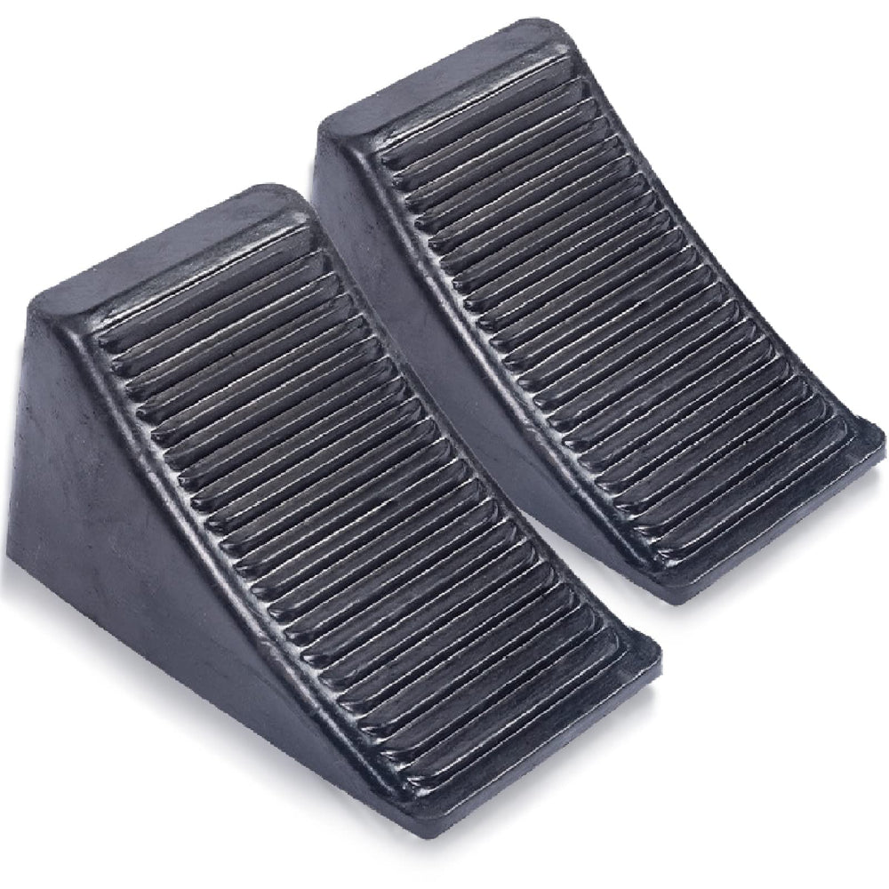 Fasmov front view of two chocks showing durable design and quick placement benefit