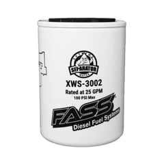 FASS close-up of XWS3002XL separator element highlighting 2-micron water removal benefit