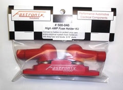 Fastronix 250A fuse with cable boot covers laid out to show included components and insulation